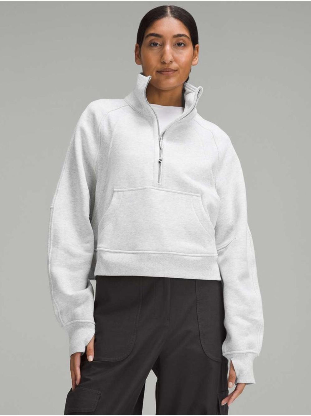 Lululemon Scuba Oversized Funnel Neck Half Zip Heathered Core Ultra Light Grey